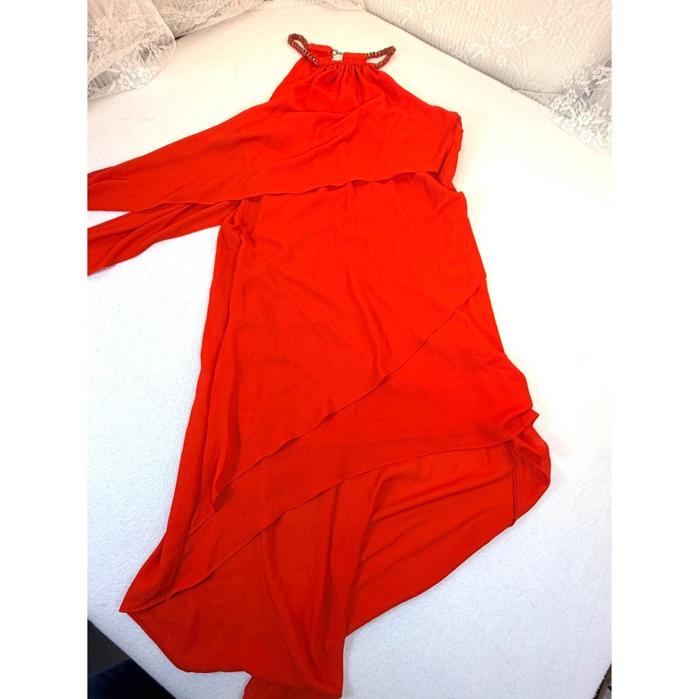 Laundry by Shelli Segal Gown Women 10 Red Asymmetric Glam